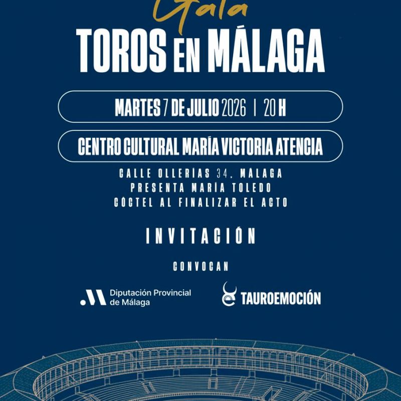 Cartel presentación feria taurina de Málaga en una gran gala el 7 de julio